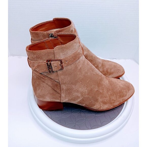 Michael Kors Suede Ankle Boots With Buckle & Zip Closure - Picture 3 of 7